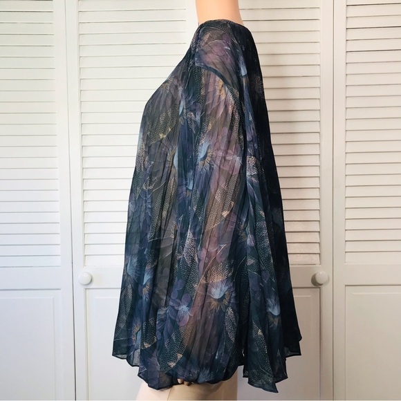 VINCE Lazuli Deco Floral Pleated Blouse Size XXL - Picture 5 of 13